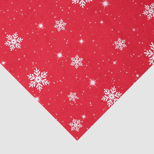 Red Kerststerren Snowflakes Patroon Tissuepapier (Detail)