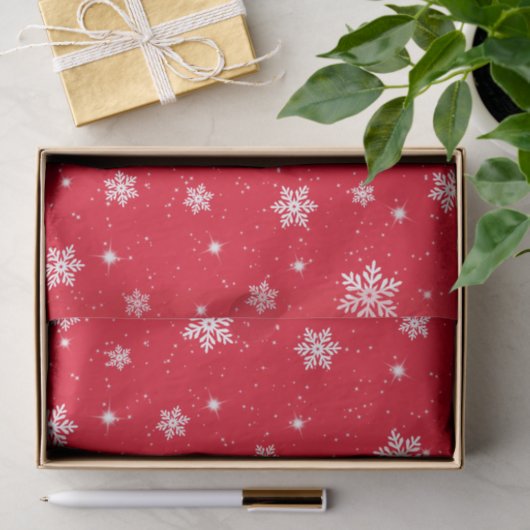 Red Kerststerren Snowflakes Patroon Tissuepapier (Geschenk)