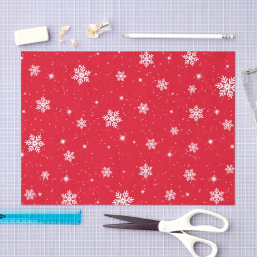 Red Kerststerren Snowflakes Patroon Tissuepapier (Craft)