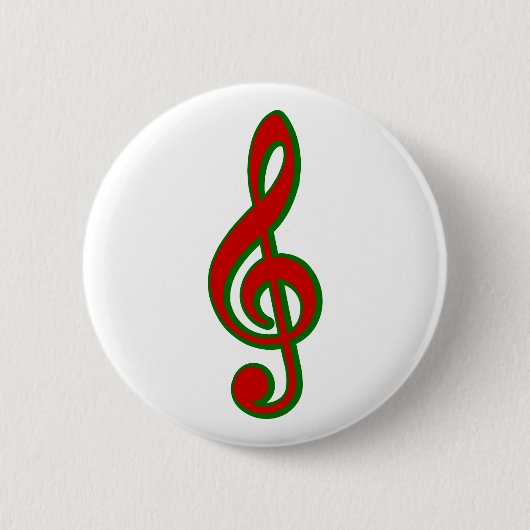 Red Kersttreble Clef Ronde Button 5,7 Cm (Voorkant)