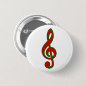 Red Kersttreble Clef Ronde Button 5,7 Cm (Voorkant /achterkant)