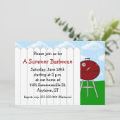 Red Kettle Grill and Picket Fence Party Invitation Kaart (Staand voorkant)