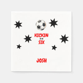 Red Kickin het bij Six Soccer 6th Birthday Party Servet