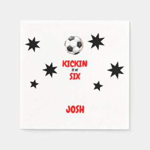 Red Kickin het bij Six Soccer 6th Birthday Party Servet