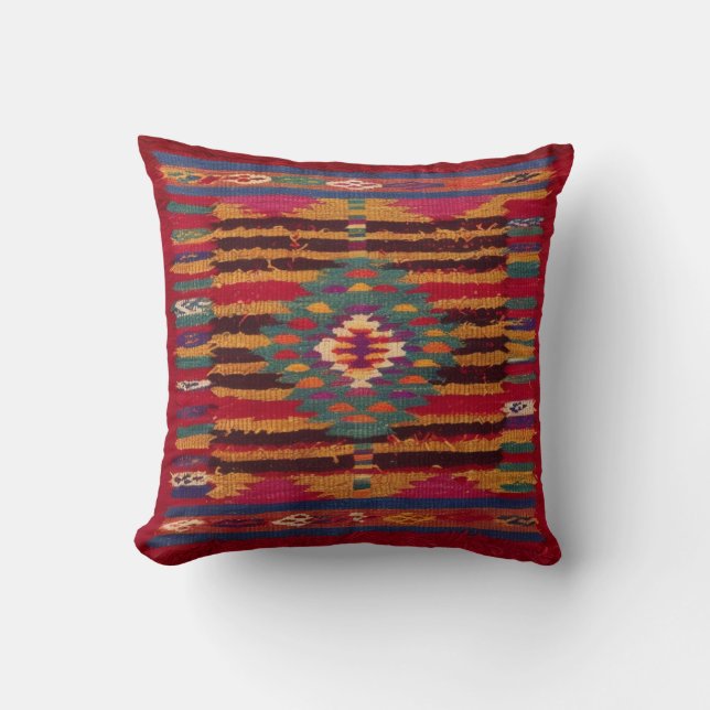 Red Kilim Kussens USA: Authenticiteit geleverd aan (Voorkant)