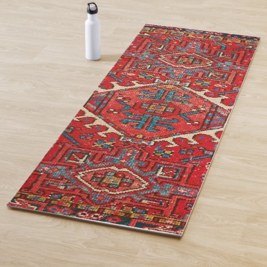 Red Kilim tapijt Rug Geometric Patterned Fitness Yogamat (In situ)