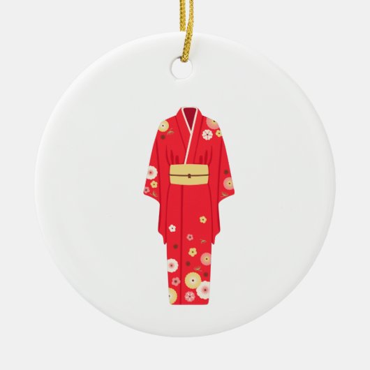 Red Kimono Keramisch Ornament (Voorkant)