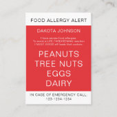 Red Kind Specialized Food Allergy Alert Kaart Contactkaartje (Voorkant)
