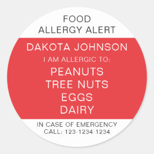 RED Kinder Gepersonaliseerde Allergie Ik ben aller Ronde Sticker