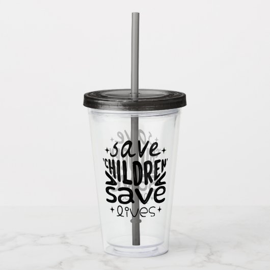 Red kinderen, red levens acryl drinkbeker (Voorkant)