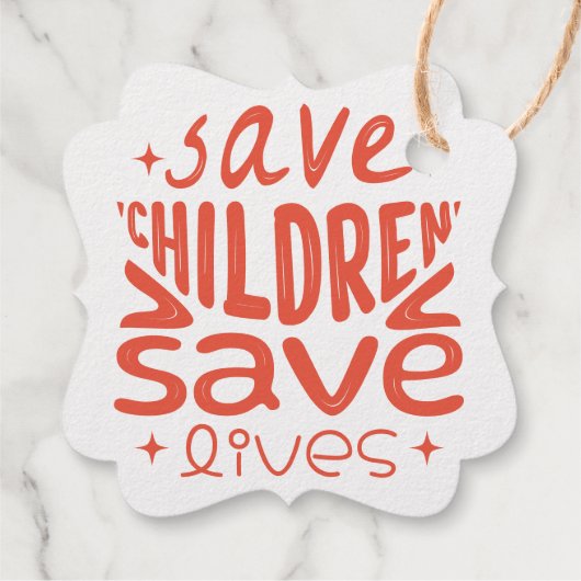 Red kinderen, red levens bedankjes labels (Achterkant)