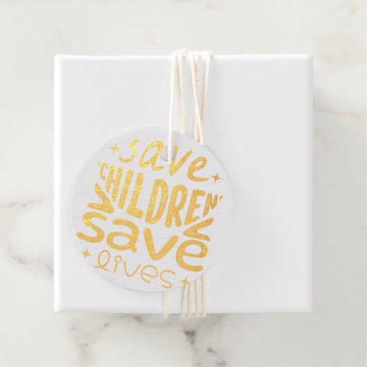 Red kinderen, red levens bedankjes labels (Met doos)