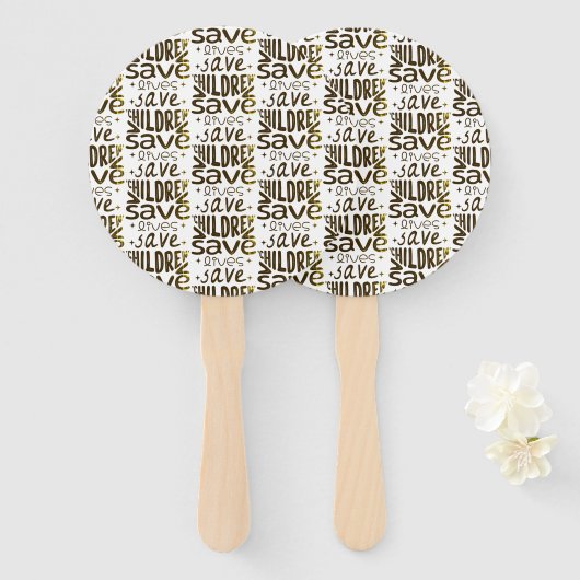 Red kinderen, red levens handwaaier (Voorkant en achterkant)