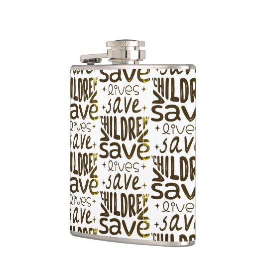 Red kinderen, red levens heupfles (Links)