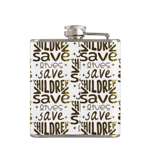 Red kinderen, red levens heupfles (Achterkant)