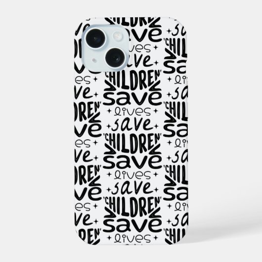 Red kinderen, red levens iPhone 15 case (Achterkant)