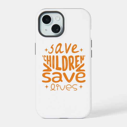 Red kinderen, red levens iPhone 15 case (Achterkant)