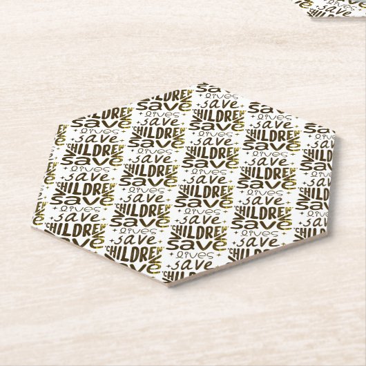 Red kinderen, red levens kartonnen onderzetters (Schuin)