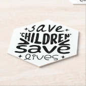 Red kinderen, red levens kartonnen onderzetters (Schuin)