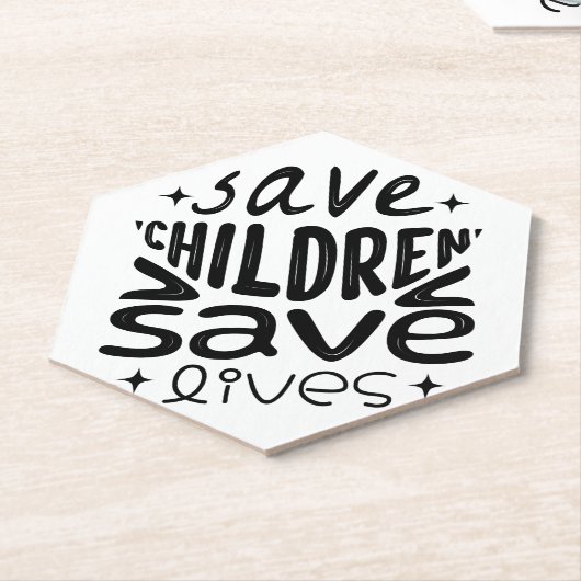 Red kinderen, red levens kartonnen onderzetters (Schuin)