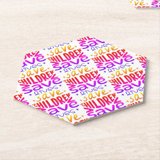 Red kinderen, red levens kartonnen onderzetters (Schuin)