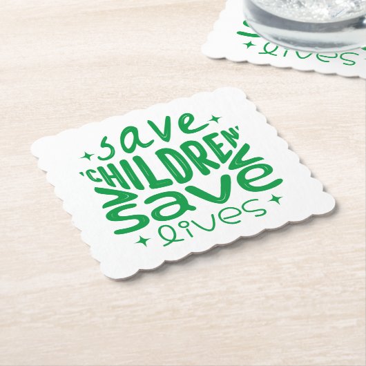 Red kinderen, red levens kartonnen onderzetters (Gebogen)