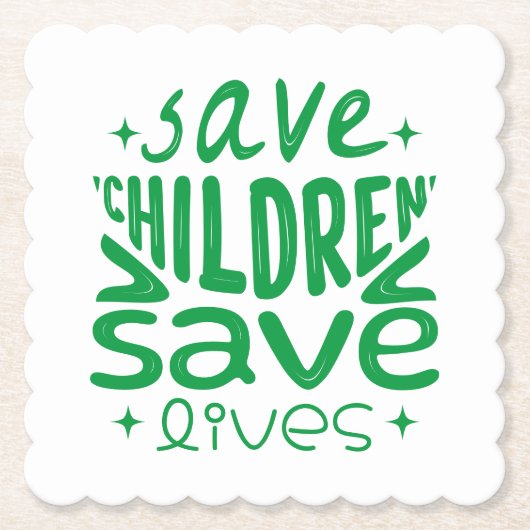 Red kinderen, red levens kartonnen onderzetters (Voorkant)