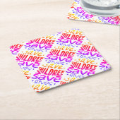 Red kinderen, red levens kartonnen onderzetters (Schuin)