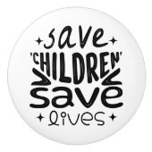 Red kinderen, red levens keramische knop (Voorkant)