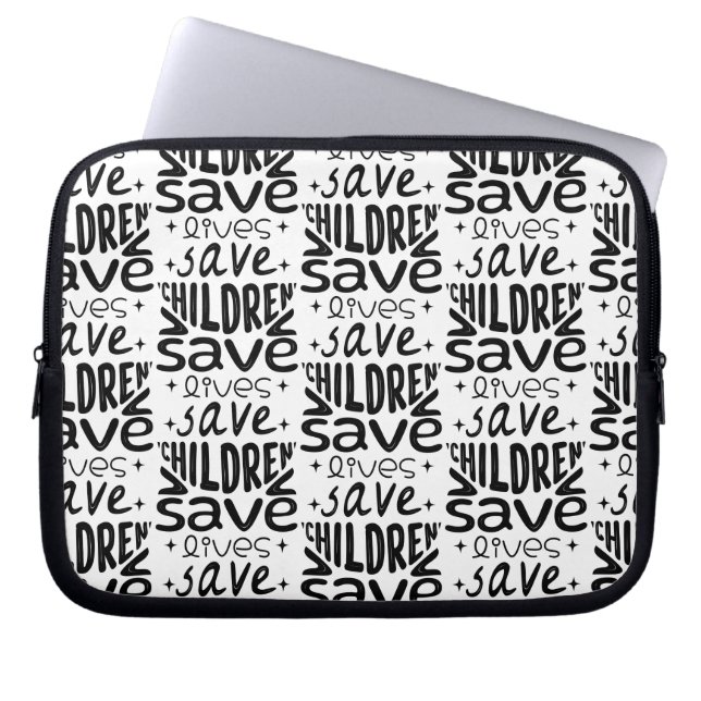 Red kinderen, red levens laptop sleeve (Voorkant)
