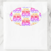 Red kinderen, red levens ovale sticker (Tas)