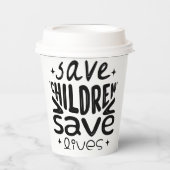 Red kinderen, red levens papieren bekers (Voorkant)