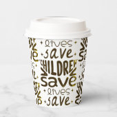 Red kinderen, red levens papieren bekers (Links)