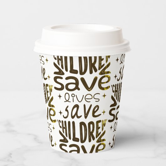 Red kinderen, red levens papieren bekers (Voorkant)