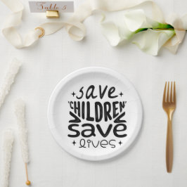 Red kinderen, red levens papieren bordje