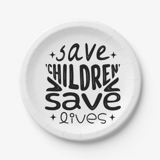 Red kinderen, red levens papieren bordje (Voorkant)