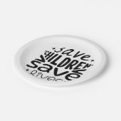 Red kinderen, red levens papieren bordje (Gekanteld)