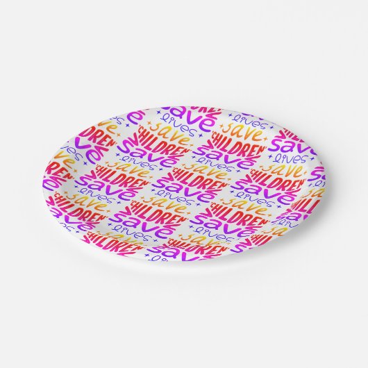 Red kinderen, red levens papieren bordje (Gekanteld)