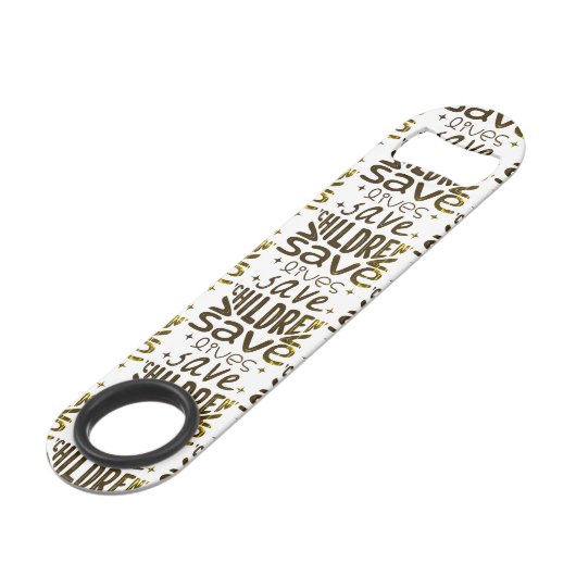 Red kinderen, red levens speed flessenopener (Achterkant Gekanteld)