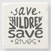 Red kinderen, red levens stenen onderzetter (Voorkant)