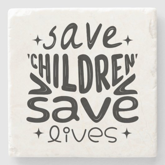 Red kinderen, red levens stenen onderzetter (Voorkant)