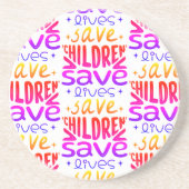 Red kinderen, red levens zandsteen onderzetter (Voorkant)