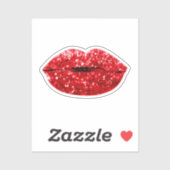 Red Kiss Lips Make-up Glitter Effect Sticker (Vel)