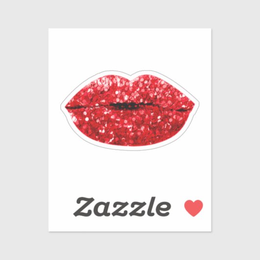 Red Kiss Lips Make-up Glitter Effect Sticker (Vel)