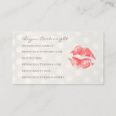 Red Kiss Lips met Golden Bokeh Stippen Make-up Visitekaartje (Achterkant)