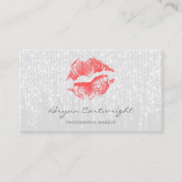 Red Kiss Lips met subtiele Twinkle Lights make-up Visitekaartje