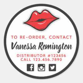 Red Kiss Lipstick & Beauty Distributeur opnieuw be Ronde Sticker