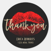 Red Kiss LipStick Business Makeup Artist Hartelijk Ronde Sticker (Voorkant)