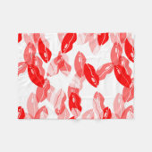 Red Kiss Love Lips Design Fleece Deken (Voorkant (Horizontaal))
