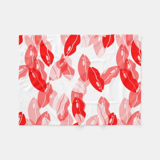 Red Kiss Love Lips Design Fleece Deken (Voorkant (Horizontaal))
